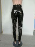 PU Leather Ruffle Skinny Pencil Pants NK-8525