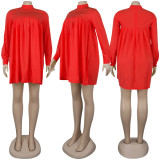 Plus Size Solid Color Loose Long Sleeve Dress NY-8844