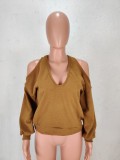 Solid Knitted Off Shoulder Sexy Tops WSM-5123