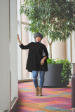 Plus Size Solid Color Loose Long Sleeve Dress NY-8844