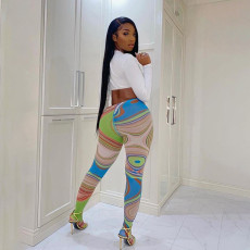 Sexy Long Sleeve Crop Top+Pantyhose Pants 2 Piece Sets BN-9307