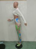 Sexy Long Sleeve Crop Top+Pantyhose Pants 2 Piece Sets BN-9307