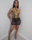 Sexy Printed Mesh Hollow Out Club Dress NK-8612