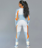 Slim Color Block Zipper Jumpsuits NY-8926
