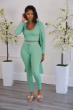 Solid Ribbed Tank Top+Long Cloak+Pants 3 Piece Sets FSXF-F314