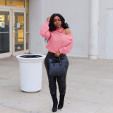 Solid Knitted Off Shoulder Sexy Tops WSM-5123