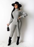 Solid Color High Neck Long Sleeve Jumpsuits NY-8876