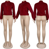 Autumn Winter Zipper Plush Solid Color Coat Tops NY-8858
