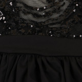 Sexy Backless Sequined See-through Lace Split Long Dress NY-8873