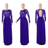 Sexy Backless Sequined Perspective Split Long Dress NY-8499