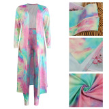 Plus Size Casual Printed Long Cloak And Pants 2 Piece Sets (Without Vest ) NY-8576
