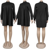 Plus Size Solid Color Loose Long Sleeve Dress NY-8844