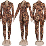 Plus Size Print Slim-fit Lapel Coat and Pants Two Piece Sets NY-8863