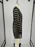 Plus Size Black See Through Long Sleeve Club Dress NK-8538
