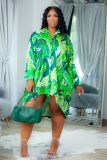 Casual Print Long Sleeve Midi Dress NY-2201