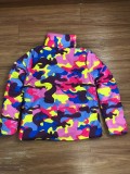 Plus Size Camo Print Zipper Winter Parka Down Jacket OSM-4548