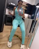 Solid Color Sleeveless Skinny Jumpsuits OSM-4212