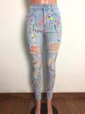 Fashion Ripped Denim Pencil Pants OSM-5318