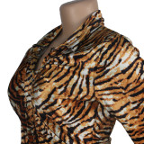 Sexy Tiger Stripe Long Sleeve Bodycon Dress FSXF-F320