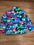 Plus Size Camo Print Zipper Winter Parka Down Jacket OSM-4548