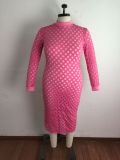 Plus Size 5XL Solid Long Sleeve Hole Maxi Dress OSM-5278