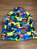 Plus Size Camo Print Zipper Winter Parka Down Jacket OSM-4548