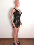 Lace Deep V Sleeveless Rompers OSM-4349