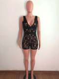 Lace Deep V Sleeveless Rompers OSM-4349