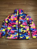 Plus Size Camo Print Zipper Winter Parka Down Jacket OSM-4548
