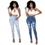 Fashion Ripped Denim Pencil Pants OSM-5318