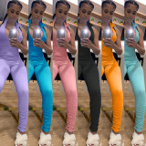Solid Color Sleeveless Skinny Jumpsuits OSM-4212
