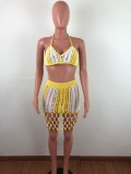 Sexy Knitting Haler Hollow Out Two Piece Skirt Set OSM-4072