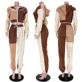 Casual Patchwork Hooded Two Piece Sets ASL-6521