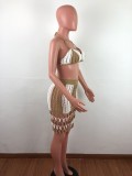 Sexy Knitting Haler Hollow Out Two Piece Skirt Set OSM-4072