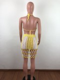 Sexy Knitting Haler Hollow Out Two Piece Skirt Set OSM-4072