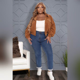 Plus Size Corduroy Full Sleeve Jacket ASL-6522