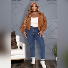 Plus Size Corduroy Full Sleeve Jacket ASL-6522