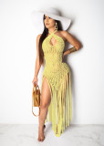 Sexy Weave Tassel Hollow Out Beach Dress OSM-4065