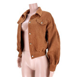 Plus Size Corduroy Full Sleeve Jacket ASL-6522
