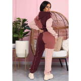 Casual Patchwork Hooded Two Piece Sets ASL-6521