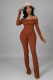Solid Ribbed Slash Neck Long Sleeve 2 Piece Pants Set ZDF-31175
