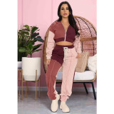 Casual Patchwork Hooded Two Piece Sets ASL-6521