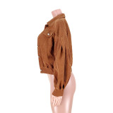 Plus Size Corduroy Full Sleeve Jacket ASL-6522