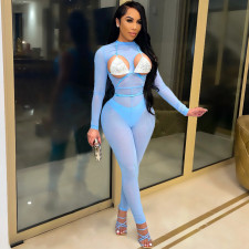 Sexy Long Sleeve Slim Jumpsuits With Bra OSM-4343