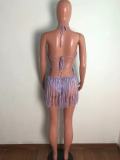 Sexy Fashion Backless Weave Tassel Beach Dress OSM-4345