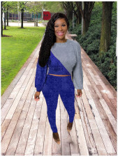 Contrast Color Furry Sweater And Pants 2 Piece Sets LM-8291