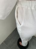 Solid Fleece Zipper Sweatshirt Pants Two Piece Sets NIK-265