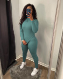Solid Long Sleeve Slim Two Piece Pants Set ANDF-0701