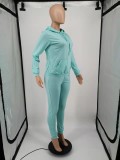 Plus Size Solid Sports Hoodies Pants Two Piece Sets XMF-085