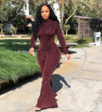 Plus Size Sexy Long Sleeves Skinny Flared Jumpsuit CL-6039